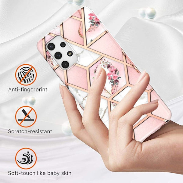 Marmormotiv Samsung Galaxy A32 skal - Rosa Marmor / Blomma multifärg