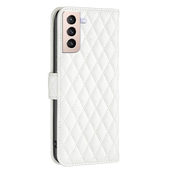 Rombemønster, matt flip-deksel for Samsung Galaxy S21 Plus 5G - Hvit White