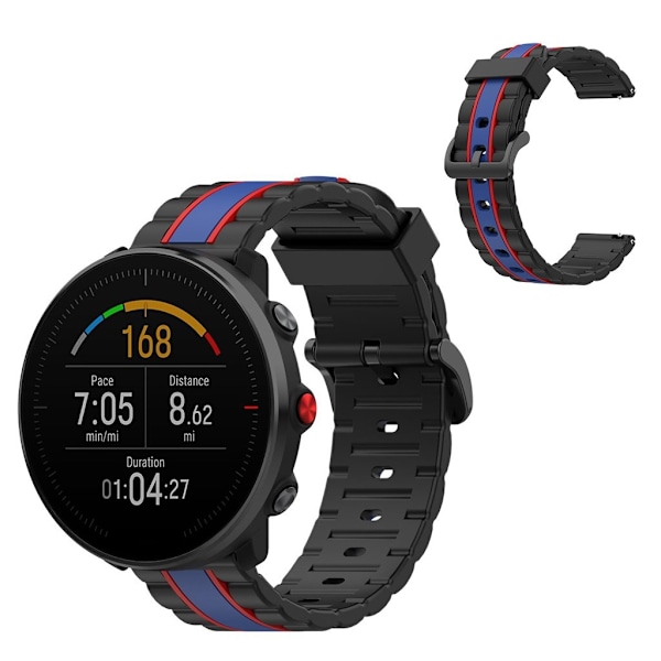 Polar Grit X / Vantage M wave square urrem - Sort / Blå / Rød Black