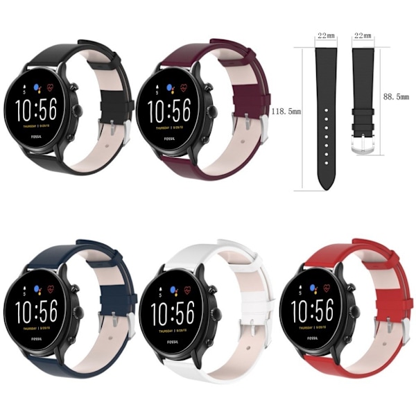 Fossil Gen 5 äkta läder klockarmband - svart Svart