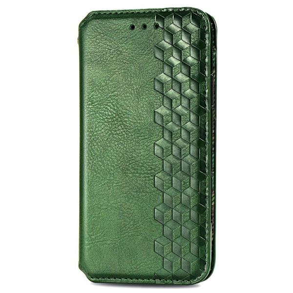 Läder Motorola Edge 30 Pro fodral med romb-design - Grön Grön