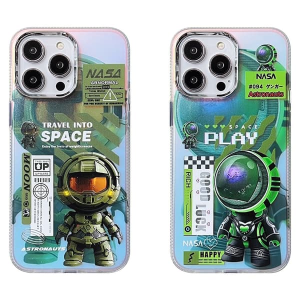 Fluoresoiva laser astronautti iPhone 15 Pro Max Case - Pelata Green