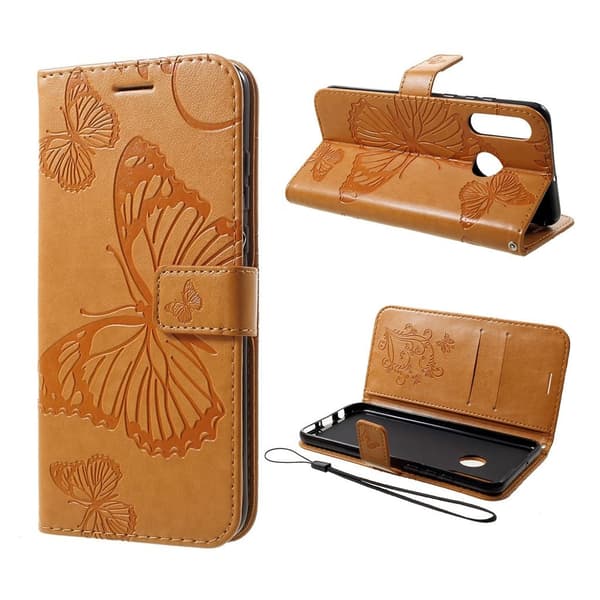 Huawei P30 Lite forlaget butterfly læretui - Brun Brown