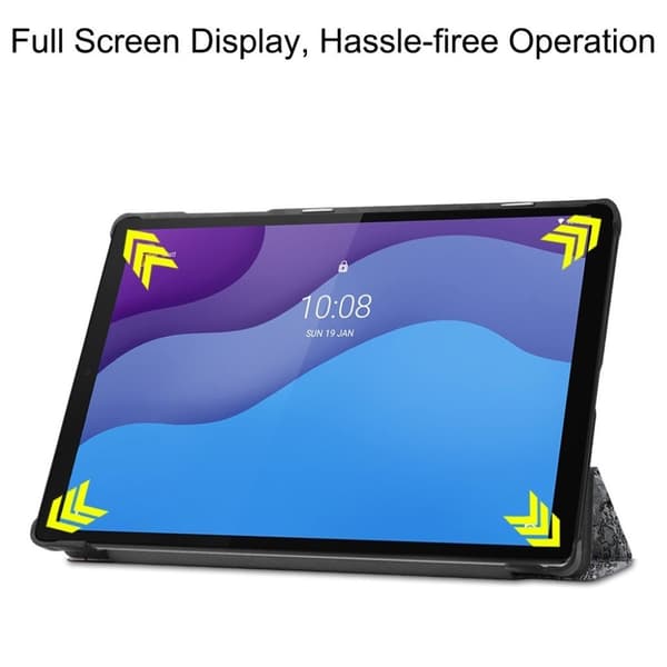 Lenovo Tab M10 HD Gen 2 tri-fold mønster læder flip etui - Tårn Silver grey