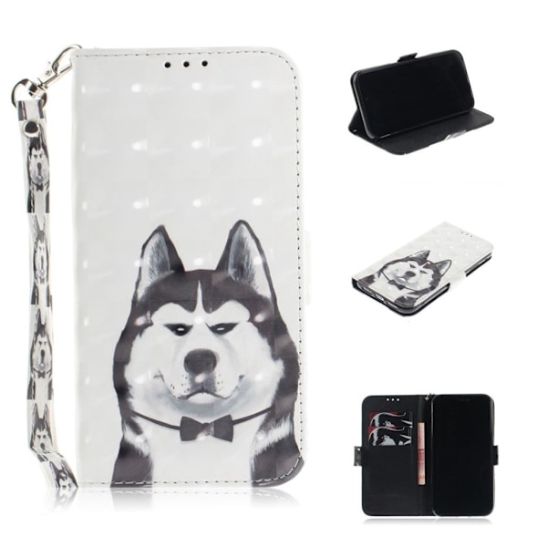 IPhone 9 mobilfodral syntetläder silikonmaterial stående plånbok tryckmönster - Hund multifärg