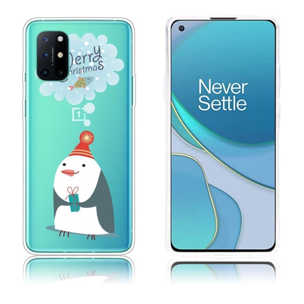 Christmas OnePlus 8T fodral - pingvin Wants Fish Vit