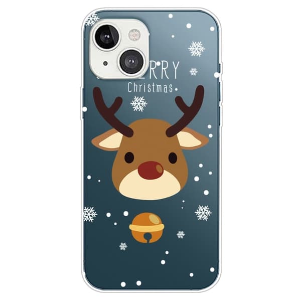 Juleveske til iPhone 14 Plus - Reinsdyr Med Bjelle Brown