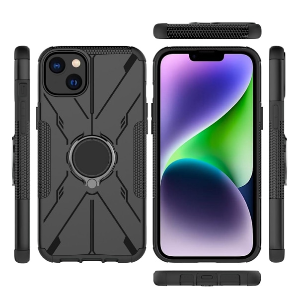 Kickstand-skydd med magnetisk platta för iPhone 14 Plus - Svart Svart