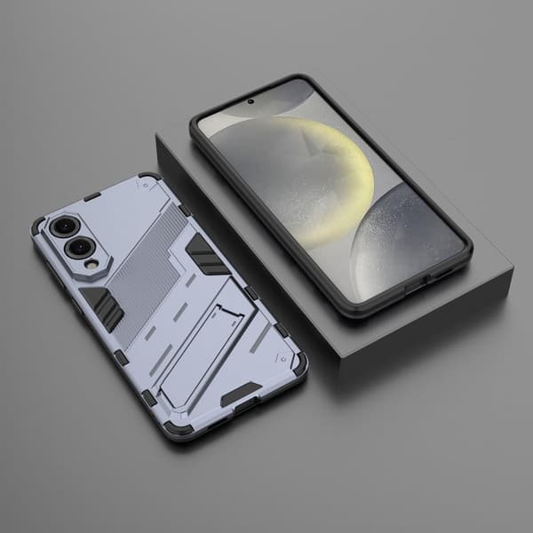 Samsung Galaxy S25 Edge Case PC + fleksibelt støtsikkert telefondeksel med kickstand - Mørkeblå Blue