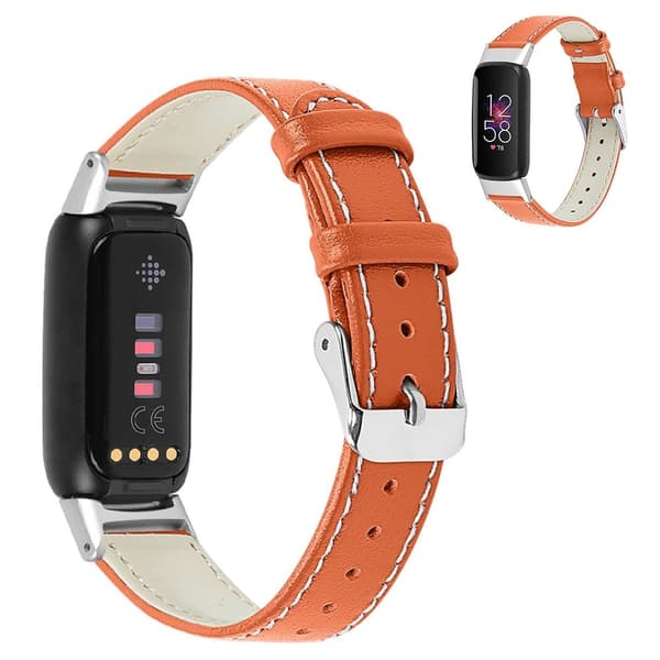 Fitbit Luxe urrem af ægte læder i øverste lag - Orange Orange