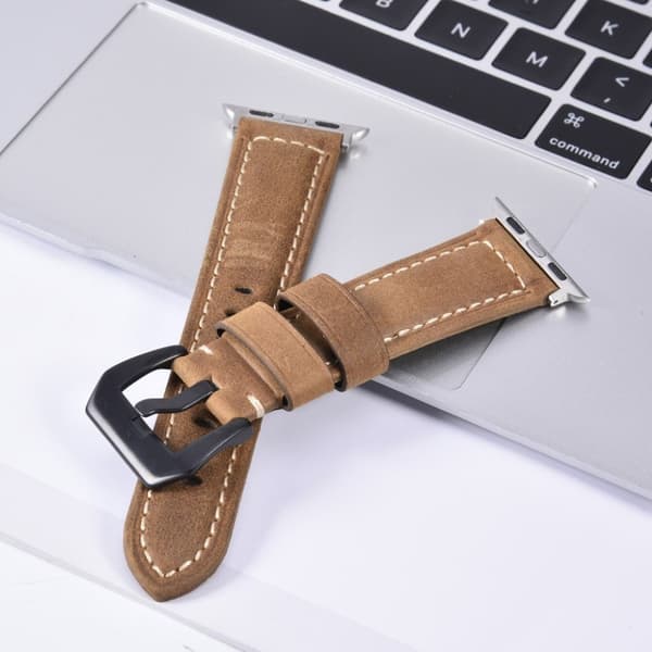 Apple Watch Series 4 44 mm klockarmband i matt äkta läder - Ljusbrun Brun
