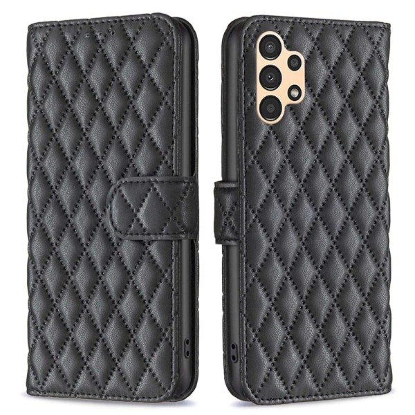 Rhombus Pattern Matte Läppäkotelo For Samsung Galaxy A13 5G - Musta Black