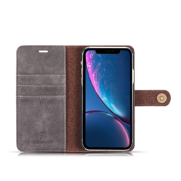 DG.MING iPhone Xr 2-in-1 lompakkokotelo - Harmaa Silver grey