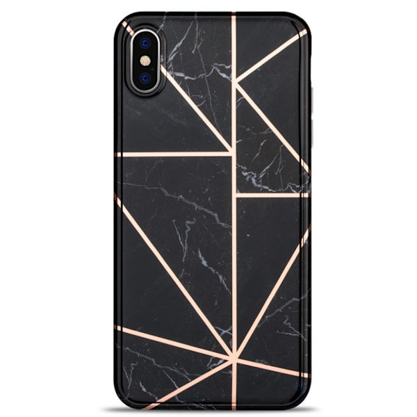 Marble design iPhone Xs kotelot - Musta Black