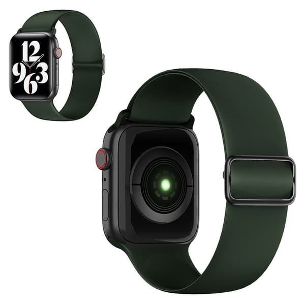 Apple Watch 44mm justerbar silikone-urrem - Sortliggrøn Black