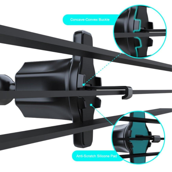 Universell roterbar biltelefonhållare med luftutsläpp Svart