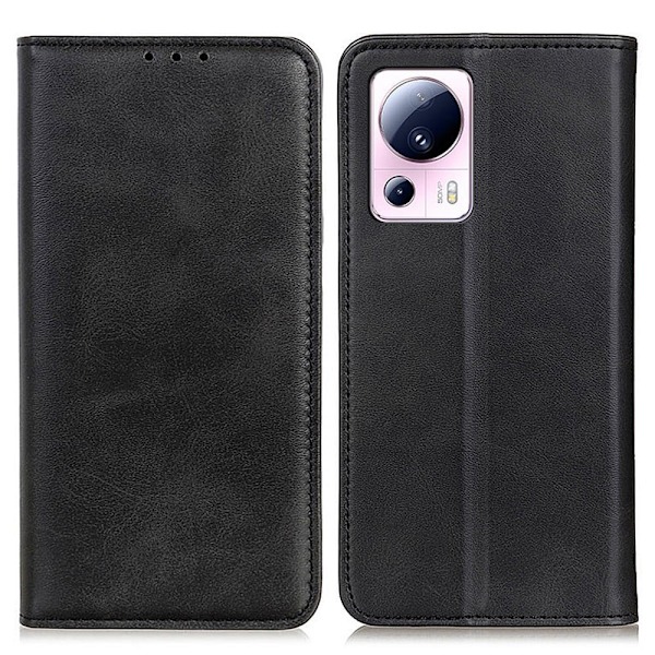 Flip Etui med Pung i Ægte Læder til Xiaomi 13 Lite / Civi 2 - Sort Black