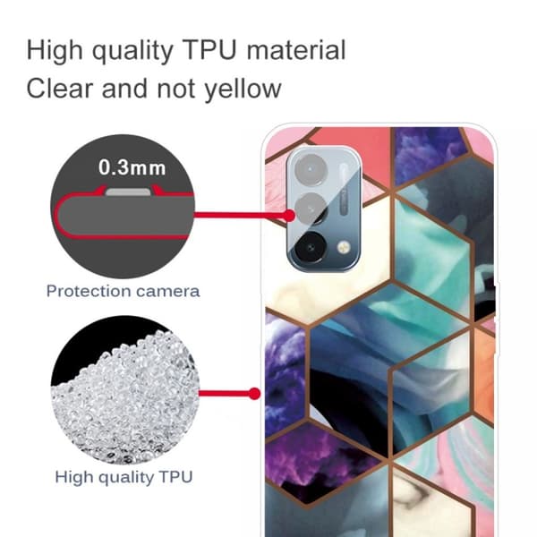 Marble design OnePlus Nord N200 5G cover - Farverig Terning-Flise Multicolor