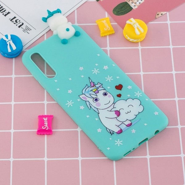 Samsung Galaxy A50 3D Djur docka fodral - Enhörning multifärg