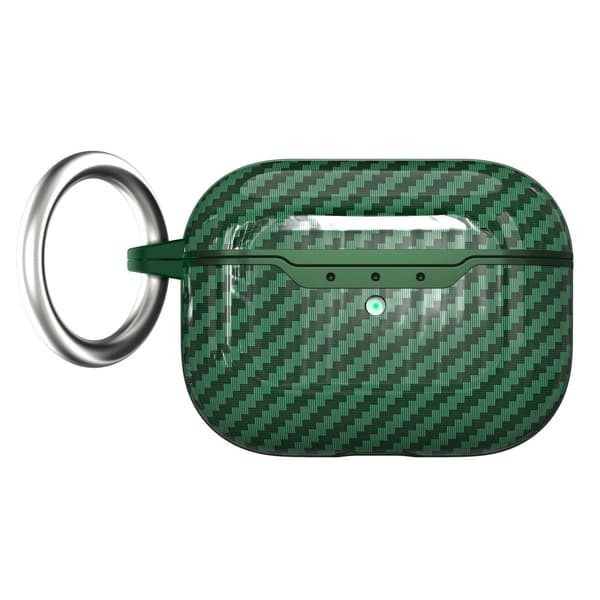 AirPods Pro 2 etui i kulfiber med spænde - Sortliggrøn Green