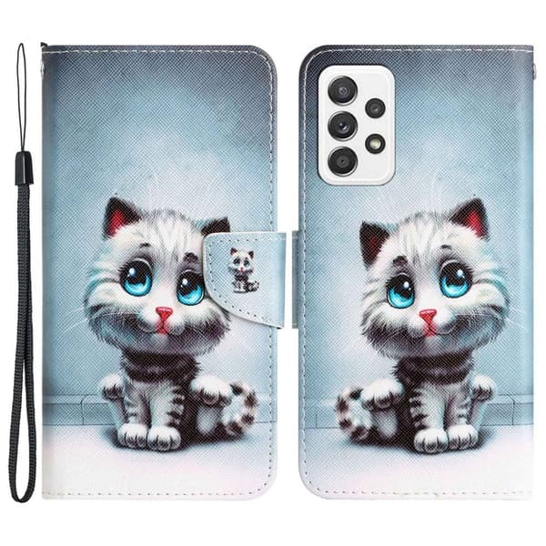 Wonderland Samsung Galaxy A33 5G Flip Etui - Blå Øjne Kat Blue