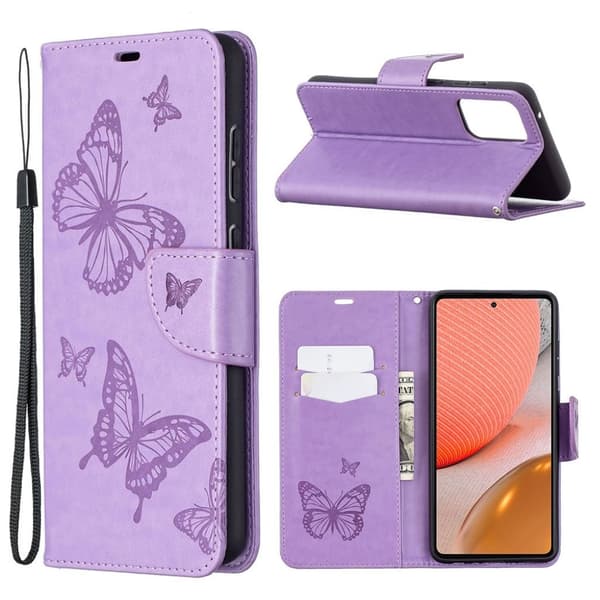 Butterfly Samsung Galaxy A72 5G Flip etui - Lilla Purple