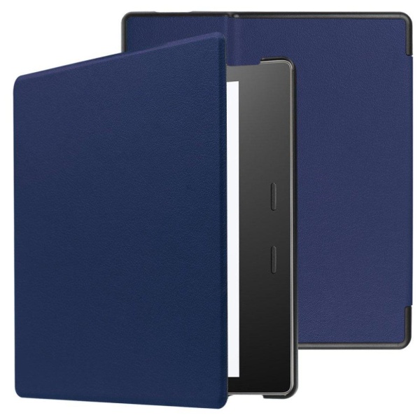 Amazon Kindle Oasis (2019) holdbart læder etui - Mørkeblå Blue