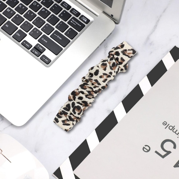 Fitbit Sense 2 / Versa 4 klockarmband med elastiskt tygmönster - Gul Leopard Gul