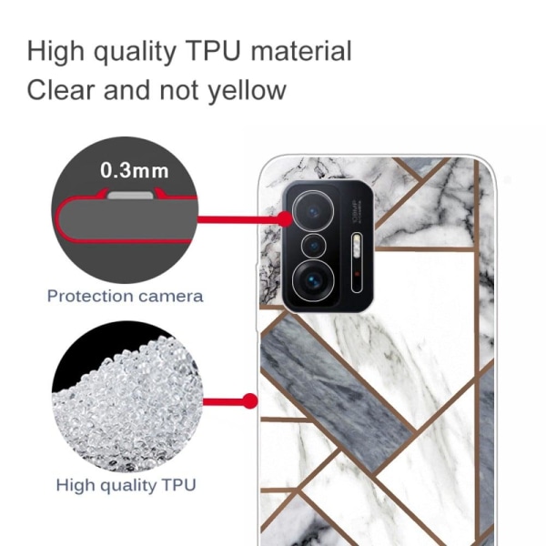 Marble Xiaomi 11T / 11T Pro Etui - Grå / Hvid Marmor Tile Silver grey
