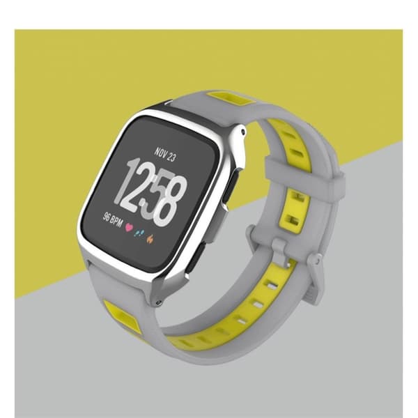 MIJOBS Fitbit Versa twill tekstur watch band - Grå / Gul Silver grey