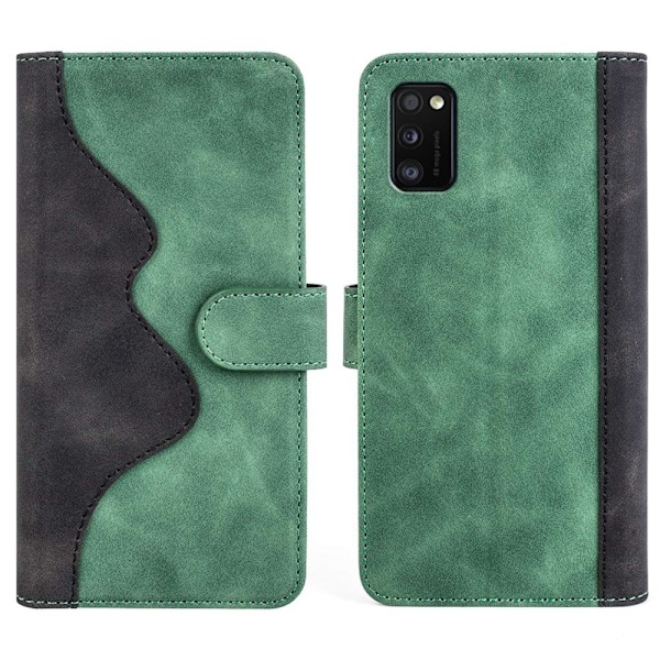 To Farvet Læder Flip Case til Samsung Galaxy A41 - Grøn Green