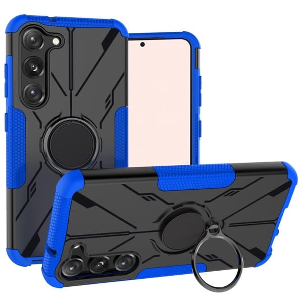 Kickstand-skydd med magnetisk platta för Samsung Galaxy S23 - Blå Blå