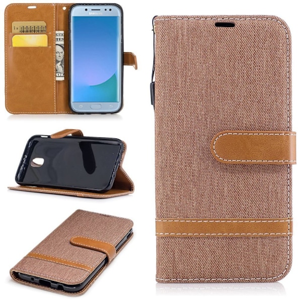 Samsung Galaxy J5 (2017) moderni farkkukangaskotelo - Khaki Brown