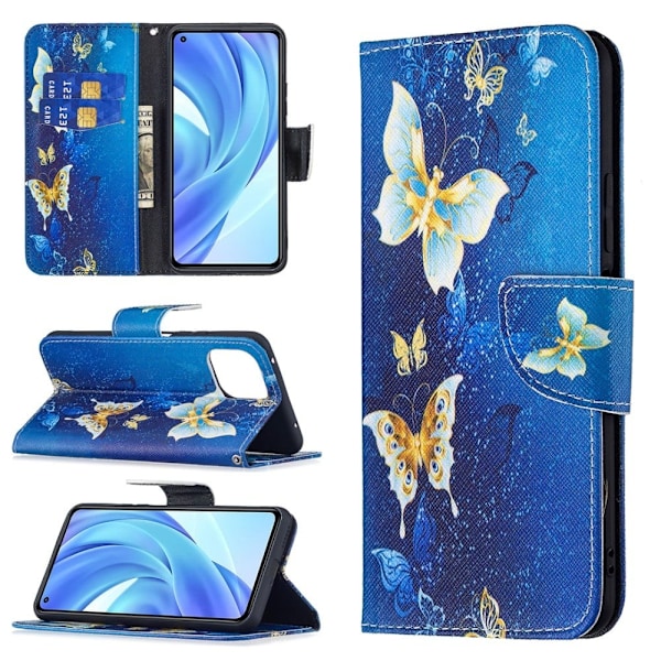 Wonderland Xiaomi 11 Lite 5g Ne / Mi 11 Lite 5g / 11 Lite Läppäkotelo - Golden Perhonen Blue