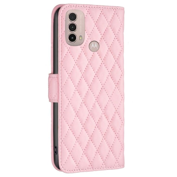 Rhombus Mønster Matte Flip Case til Motorola Moto E30 / E40 - Lyserød Pink