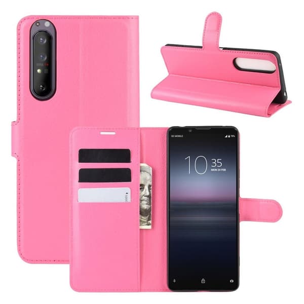 Klassisk Sony Xperia 1 II flip etui - Rose Pink