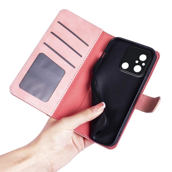 Tvåfärgat Xiaomi Redmi 12C fodral i läder - Rosa Rosa