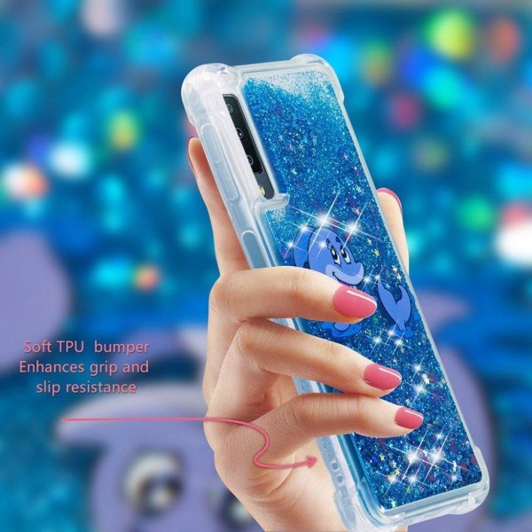 Samsung Galaxy A7 (2018) kuviollinen silikooni muovinen kimalle Blue