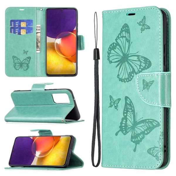 Butterfly läder Samsung Galaxy A82 5G fodral - Grön Grön