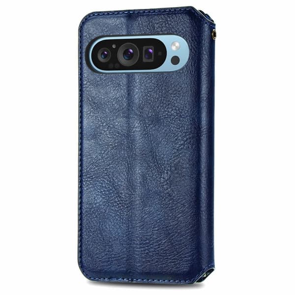 Läder Google Pixel 9 fodral med romb-design - Blå Blå