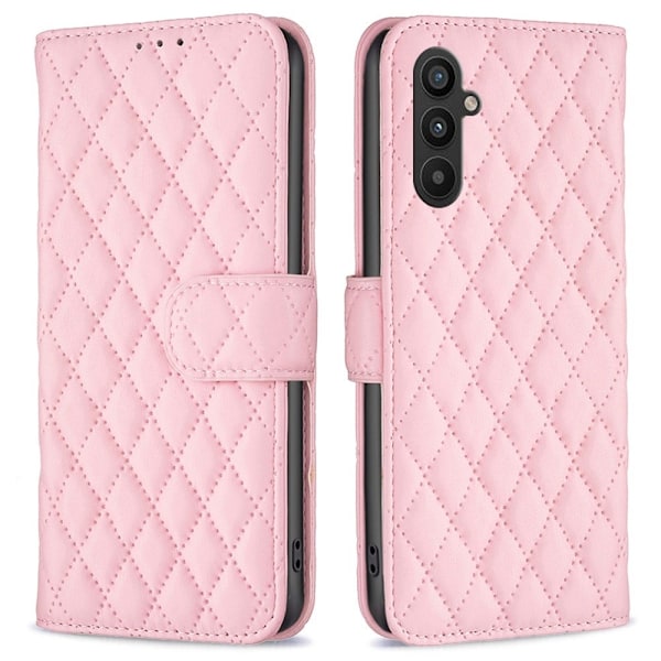 Matt Samsung Galaxy A34 5G fodral med rombmönster - Rosa Rosa