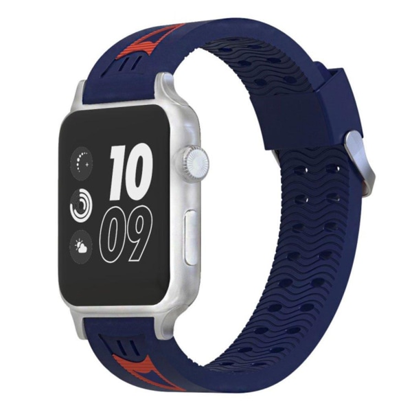 Apple Watch Series 4 44mm Smilende Ansigt silikone Urrem - Mørkeblå / Rød Blue