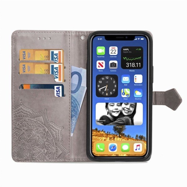 Mandala iPhone 12 Pro Max Flip case - Grey Silver grey