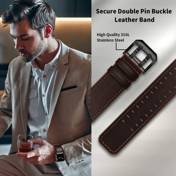 Apple Watch (41mm) urrem i ægte læder - Mørkebrun Brown