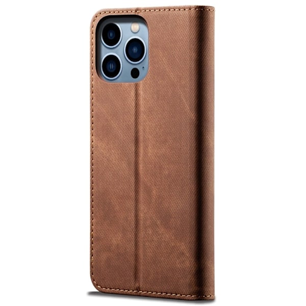 Jeans iPhone 14 Pro Max flip etui - Brun Brown