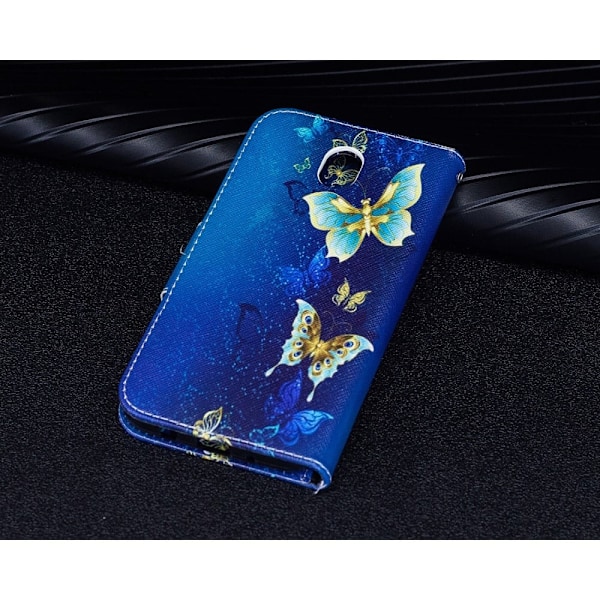 Samsung Galaxy J7 (2017) trendikäs nahkakotelo - Siniset perhoset Blue