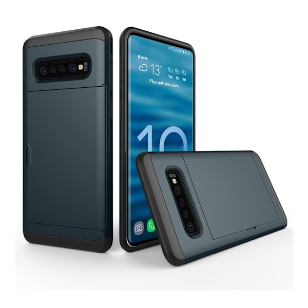 Samsung Galaxy S10 Korthållare hybrid fodral - Mörkblå Blå