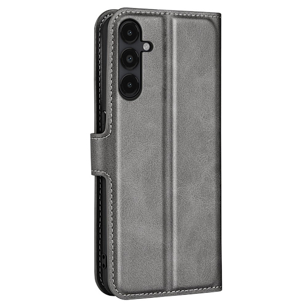 Hållbart konstläder Samsung Galaxy M14 fodral med plånbok - Silver/Grå Silvergrå