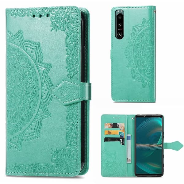 Mandala Sony Xperia 5 III etui i lær - Grønn Green