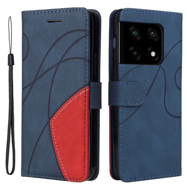 Teksturoitu nahkakotelo hihnalla OnePlus 10 Pro - Sininen Blue